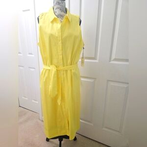 1901 Yellow Sleeveless Shirt Dress.
